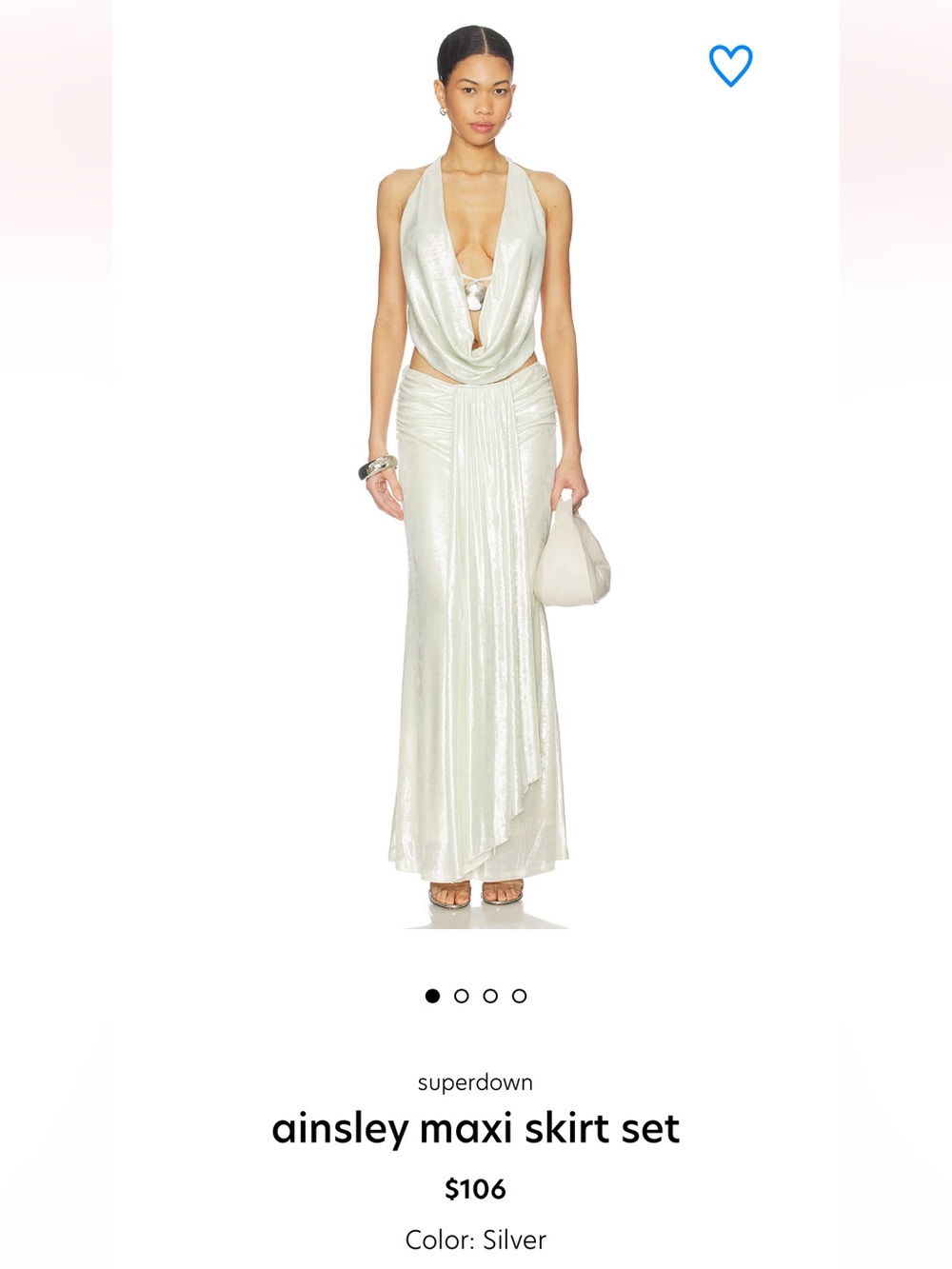superdown Metallic silver Maxi skirt set